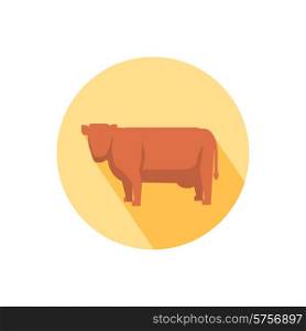 Cow icon with shadow in flat design