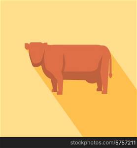 Cow icon with shadow in flat design
