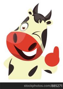 Cow is feeling positive, illustration, vector on white background.