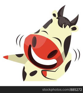 Cow is laughing, illustration, vector on white background.