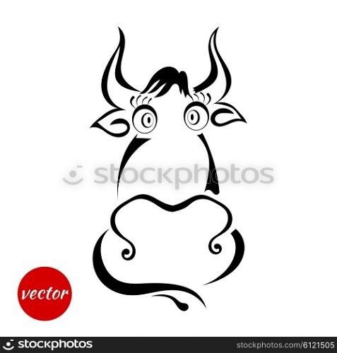 Cow isolated on white background. Farm design. Vector illustration.