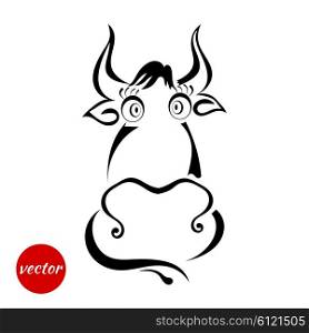 Cow isolated on white background. Farm design. Vector illustration.