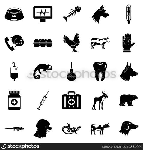 Cow leech icons set. Simple set of 25 cow leech vector icons for web isolated on white background. Cow leech icons set, simple style