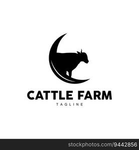 Cow Logo, Cattle Farm Vector, Silhouette Simple Minimalist Design Illustration, Symbol Template