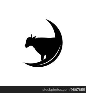 Cow Logo, Cattle Farm Vector, Silhouette Simple Minimalist Design Illustration, Symbol Template