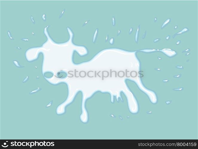 cow made of milk. abstract animal on blue background