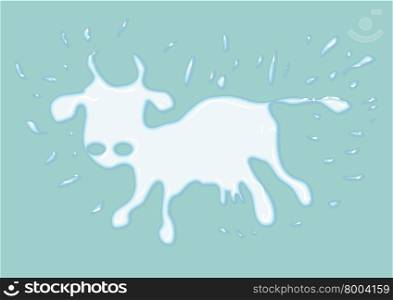 cow made of milk. abstract animal on blue background