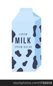 Cow milk carton semi flat color vector object. Full sized item on white. Pasteurized milk from grocery store isolated modern cartoon style illustration for graphic design and animation. Cow milk carton semi flat color vector object