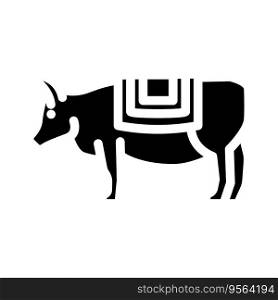 cow sacred animal hinduism glyph icon vector. cow sacred animal hinduism sign. isolated symbol illustration. cow sacred animal hinduism glyph icon vector illustration