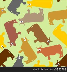 Cow seamless pattern. Crazy cow with big eyes. Pets Vector background&#xA;