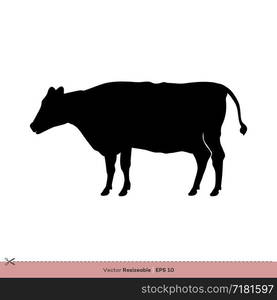 Cow Silhouette Vector Logo Template Illustration Design. Vector EPS 10.