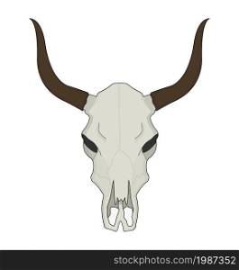 Cow skull. Wild west dead longhorn head color western vector illustration isolated on white. Cow skull. Color