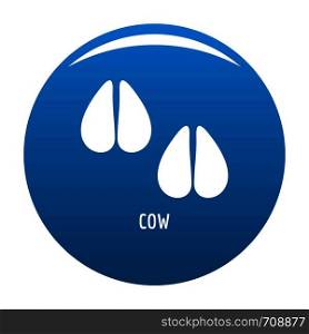 Cow step icon vector blue circle isolated on white background . Cow step icon blue vector