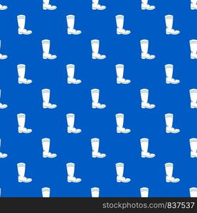 Cowboy boot pattern repeat seamless in blue color for any design. Vector geometric illustration. Cowboy boot pattern seamless blue