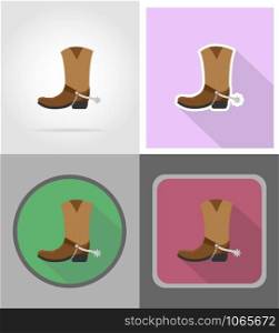 cowboy boots wild west flat icons vector illustration isolated on background
