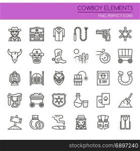 Cowboy Elements , Thin Line and Pixel Perfect Icons
