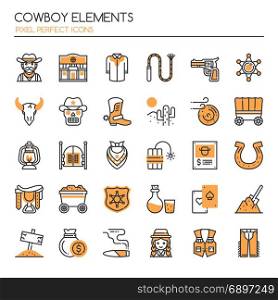Cowboy Elements , Thin Line and Pixel Perfect Icons