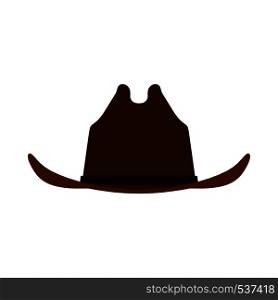 Cowboy hat brown front view icon. Person male traditional farmer clothes western rodeo sheriff silhouette.