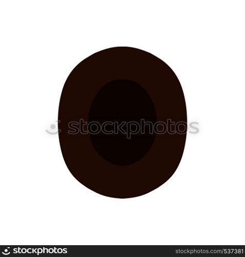 Cowboy hat brown top view icon. Person male traditional farmer clothes western rodeo sheriff silhouette.