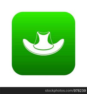 Cowboy hat icon digital green for any design isolated on white vector illustration. Cowboy hat icon digital green