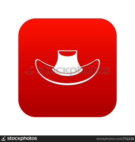 Cowboy hat icon digital red for any design isolated on white vector illustration. Cowboy hat icon digital red
