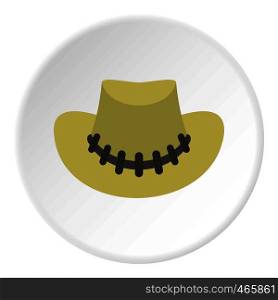 Cowboy hat icon in flat circle isolated on white vector illustration for web. Cowboy hat icon circle