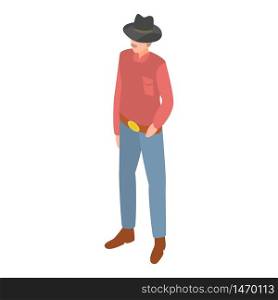 Cowboy icon. Isometric of cowboy vector icon for web design isolated on white background. Cowboy icon, isometric style