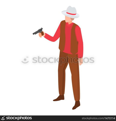 Cowboy pistol icon. Isometric of cowboy pistol vector icon for web design isolated on white background. Cowboy pistol icon, isometric style