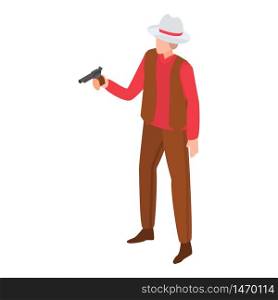 Cowboy pistol icon. Isometric of cowboy pistol vector icon for web design isolated on white background. Cowboy pistol icon, isometric style