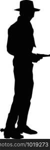 Cowboy silhouette with gun. Western Gunfighter Vector Illustration.