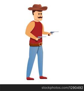 Cowboy with mustache icon. Cartoon of cowboy with mustache vector icon for web design isolated on white background. Cowboy with mustache icon, cartoon style