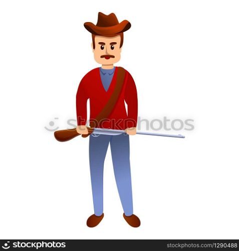 Cowboy with riffle icon. Cartoon of cowboy with riffle vector icon for web design isolated on white background. Cowboy with riffle icon, cartoon style