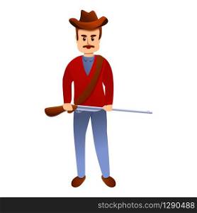 Cowboy with riffle icon. Cartoon of cowboy with riffle vector icon for web design isolated on white background. Cowboy with riffle icon, cartoon style