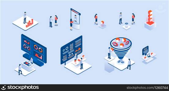 Coworkers set vector. Collection of scene of freelancers, businessman for expo, forex, coworking office illustration. Internet communication business in trendy isometric style.. Coworkers set vector. Collection of scene of freelancers, businessman for expo, forex, coworking office illustration. Internet communication business in isometric style.