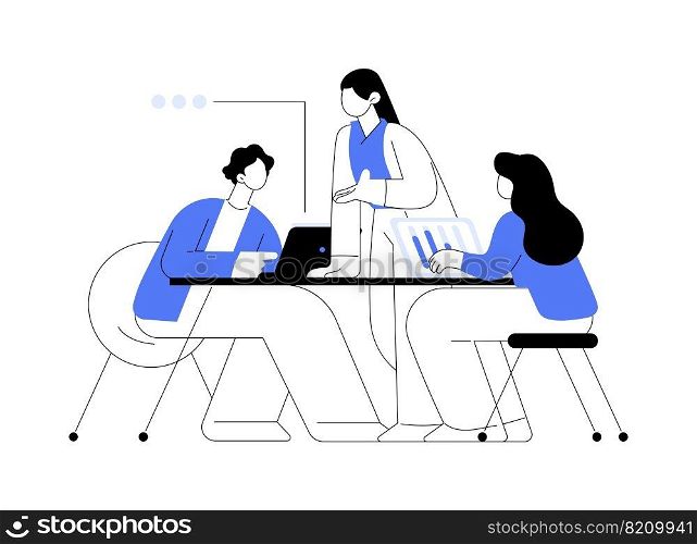 Coworking abstract concept vector illustration. Coworking for freelancers, teamwork and communication, independent activity, collaboration in shared office space, self-employed abstract metaphor.. Coworking abstract concept vector illustration.