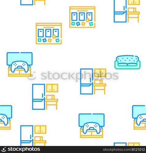 Coworking Work Office Collection Vector Seamless Pattern Color Line Illustration. Coworking Work Office Collection Icons Set Vector