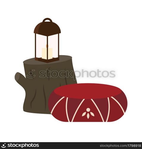 Cozy accessories for camping semi flat color vector object. Full sized item on white. Making outdoor recreation comfy isolated modern cartoon style illustration for graphic design and animation. Cozy accessories for camping semi flat color vector object