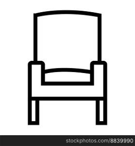 Cozy armchair icon line isolated on white background. Black flat thin icon on modern outline style. Linear symbol and editable stroke. Simple and pixel perfect stroke vector illustration.