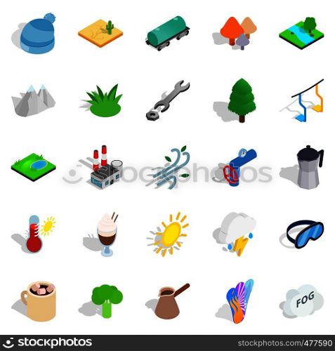 Cozy place icons set. Isometric set of 25 cozy place vector icons for web isolated on white background. Cozy place icons set, isometric style