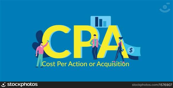 CPA Cost per action or acquisition Payment for cost effective online advertising team strategy corporate accounting certified corporate cash accounting web marketing vector profit.. CPA Cost per action or acquisition Payment for cost effective online advertising team strate.