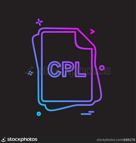 CPL file type icon design vector