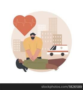CPR abstract concept vector illustration. Cardiopulmonary resuscitation, CPR, emergency procedure, chest compressions, ambulance, artificial ventilation, first aid training abstract metaphor.. CPR abstract concept vector illustration.