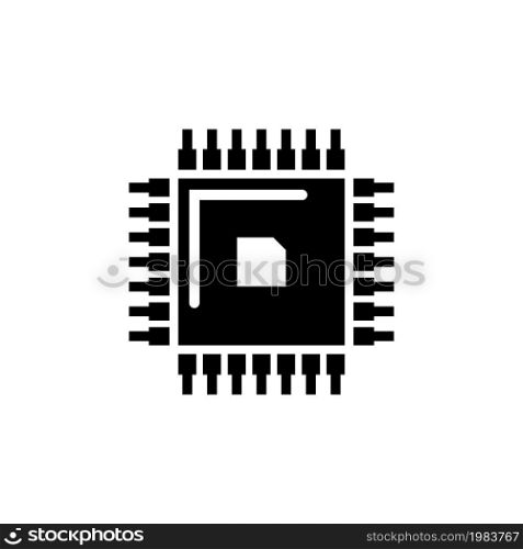 CPU Chip, Central Processing Unit. Flat Vector Icon illustration. Simple black symbol on white background. CPU Chip, Central Processing Unit sign design template for web and mobile UI element. CPU Chip, Central Processing Unit Flat Vector Icon
