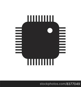 Cpu chip technology vector digital electronic. Computer processor illustration board icon and communication tech hardware. Microchip motherboard engineering datum and symbol pc core equipment device