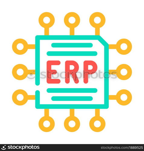 cpu enterprise resource planning color icon vector. cpu enterprise resource planning sign. isolated symbol illustration. cpu enterprise resource planning color icon vector illustration