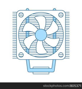 CPU Fan Icon. Thin Line With Blue Fill Design. Vector Illustration.