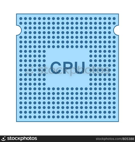 CPU Icon. Thin Line With Blue Fill Design. Vector Illustration.