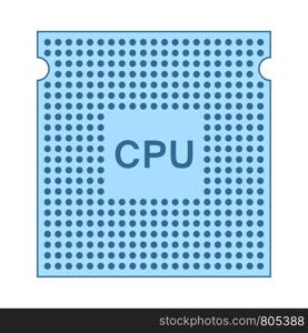 CPU Icon. Thin Line With Blue Fill Design. Vector Illustration.