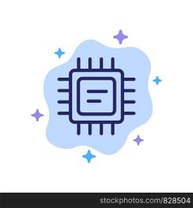 Cpu, Microchip, Processor Blue Icon on Abstract Cloud Background