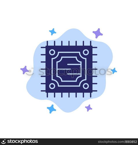 Cpu, Microchip, Processor Blue Icon on Abstract Cloud Background